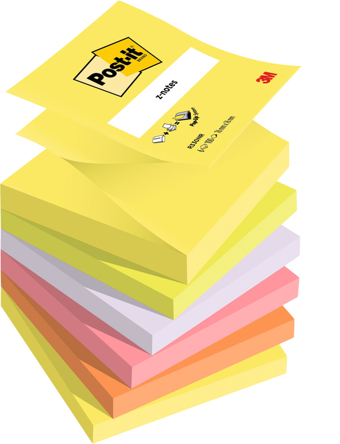 Memoblok 3M Post-it Z-Note R330 76x76mm ass kleur