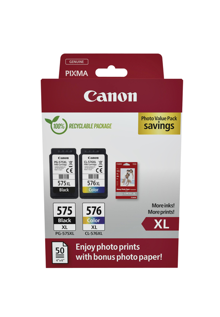 Inktcartridge Canon PG-575XL + CL-576XL zwart+kleur