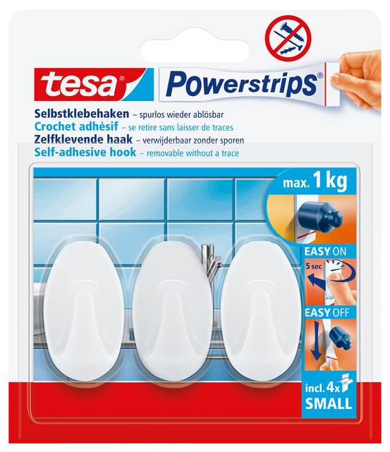 Haken tesa Powerstrips® SMALL Ovaal zelfklevend verwijderbaar wit