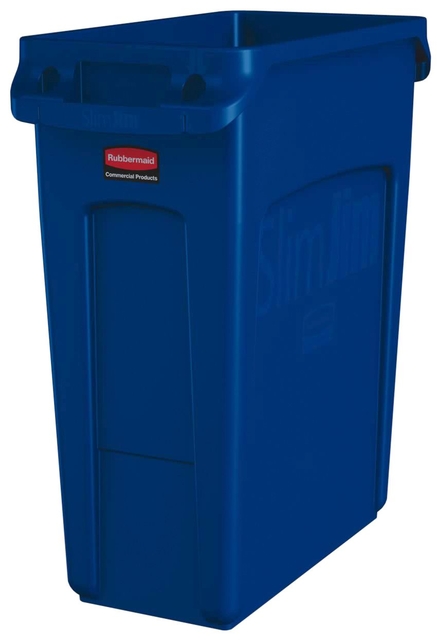 Afvalbak Rubbermaid Slim Jim Vented met luchtsleuven 60liter blauw