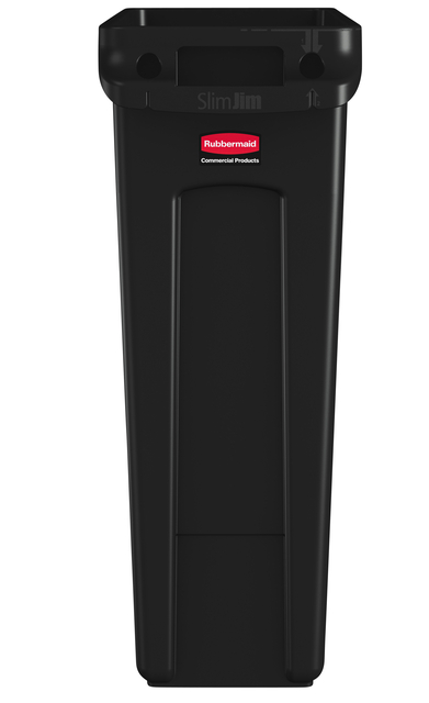 Afvalbak Rubbermaid Slim Jim Vented met luchtsleuven 60liter zwart