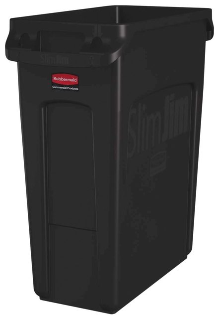 Afvalbak Rubbermaid Slim Jim Vented met luchtsleuven 60liter bruin