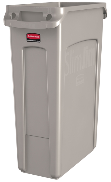 Afvalbak Rubbermaid Slim Jim Vented met luchtsleuven 87liter beige