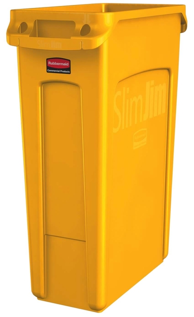 Afvalbak Rubbermaid Slim Jim Vented met luchtsleuven 87liter geel