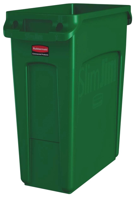 Afvalbak Rubbermaid Slim Jim Vented met luchtsleuven 60L groen