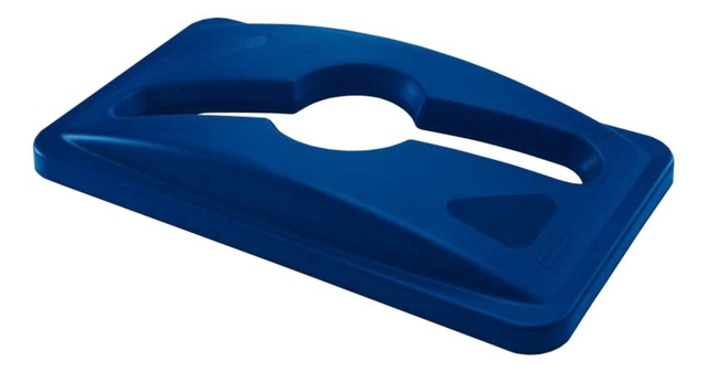 Deksel Rubbermaid Slim Jim Vented inwerpopening voor gemengde recycling blauw