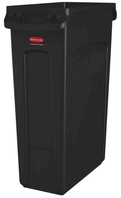 Afvalbak Rubbermaid Slim Jim Vented met luchtsleuven 87liter bruin