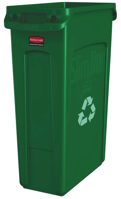 Afvalbak Rubbermaid Slim Jim Vented met luchtsleuven 87liter groen