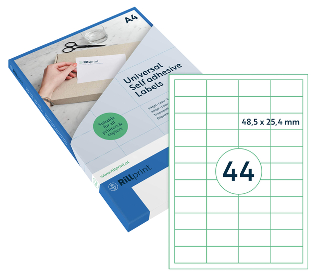 Etiket Rillprint 48.5×25.4mm mat transparant 1100 etiketten