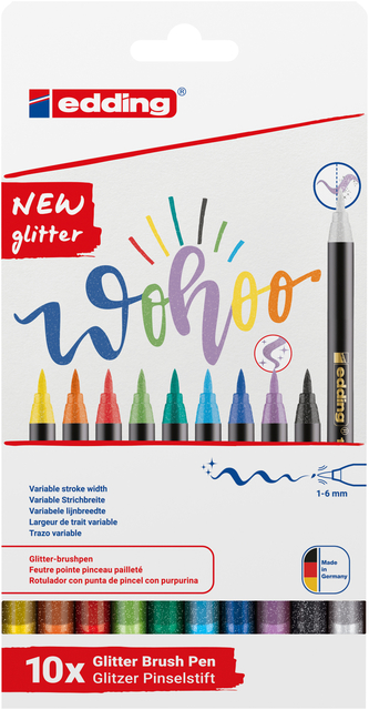 Brushpen edding 1340 glitter assorti set à 10 stuks