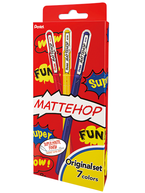 Gelschrijver Pentel K110 Mattehop  Fun Original medium assorti blister à 7 stuks