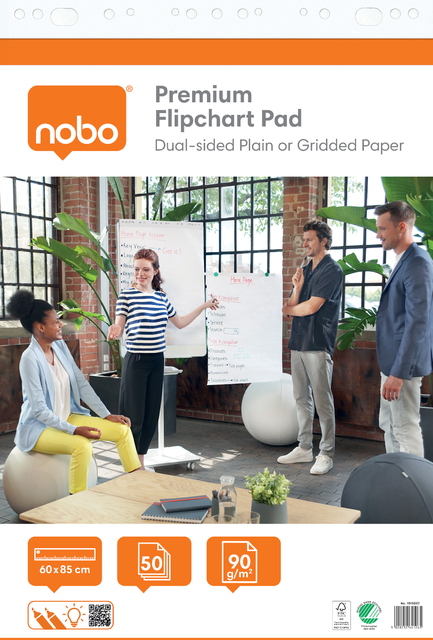 Flipoverpapier Nobo Premium 60x85cm dubbelzijdig rol