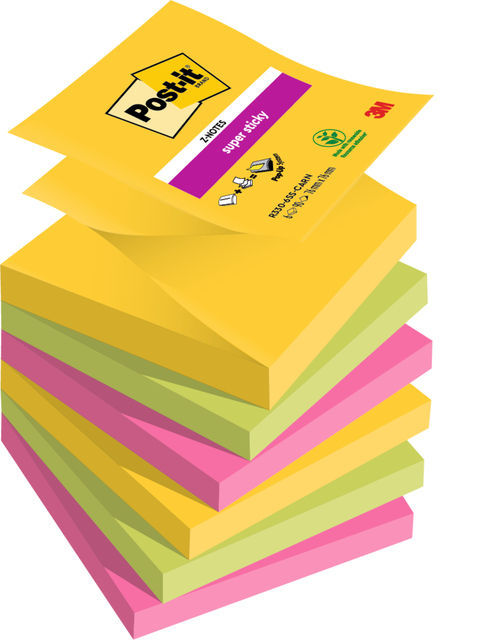 Memoblok Post-it 3M Z-Note R330 Super Sticky 76x76mm Carnival