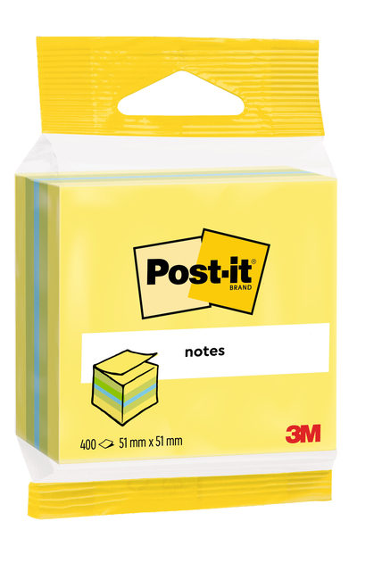 Memoblok 3M Post-it 2012L 51x51mm kubus ass kleur