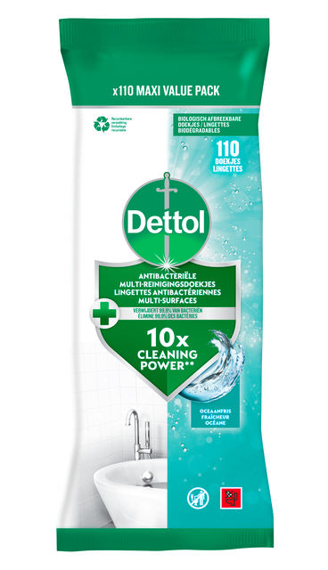 Reinigingsdoekjes Dettol antibacterieël Ocean 110st