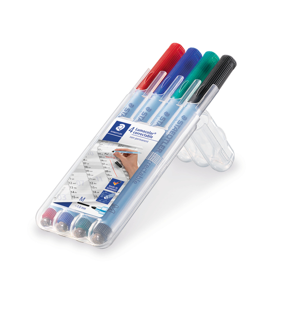 Viltstift Staedtler Lumocolor 305 non permanent correctable M set à 4 stuks