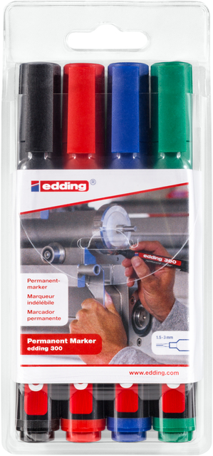 Viltstift edding 300 rond 1.5-3mm assorti blister à 4 stuks