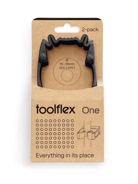 Wandhouder Toolflex One 2 klemmen met adapter ø 15/35 mm zwart