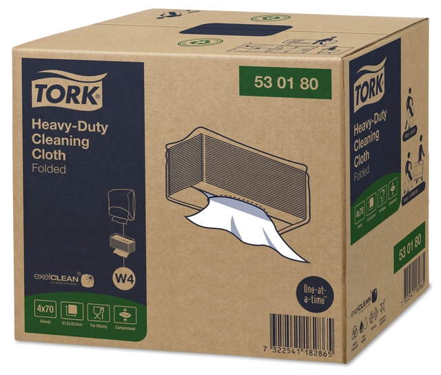 Reinigingsdoek Tork Heavy-Duty Cleaning XL W4 nonwoven 70 vel wit 530180