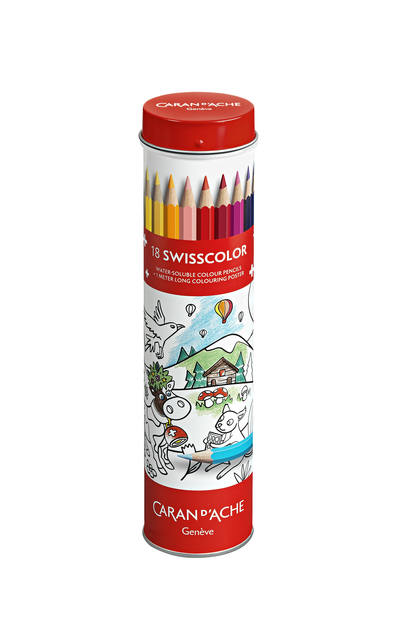 Kleurpotlood Caran d’ache Swisscolor met poster koker à 18 kleuren