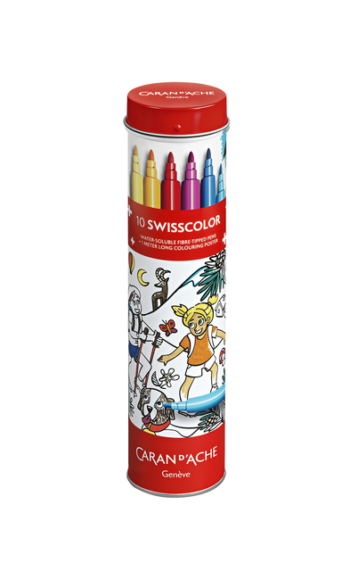 Viltstift Caran d’ache Swisscolor met poster koker à 10 kleuren