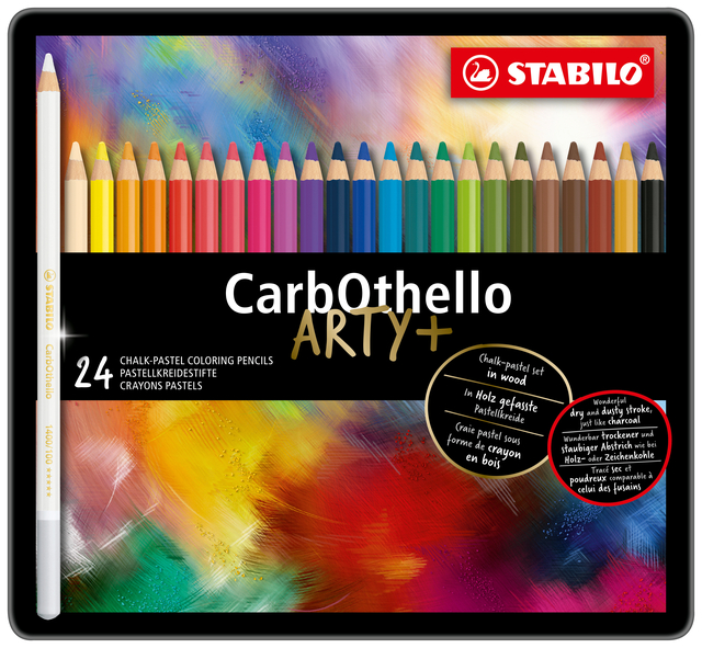 Kleurpotloden STABILO CarbOthello kalkpastel assorti blik à 24 stuks