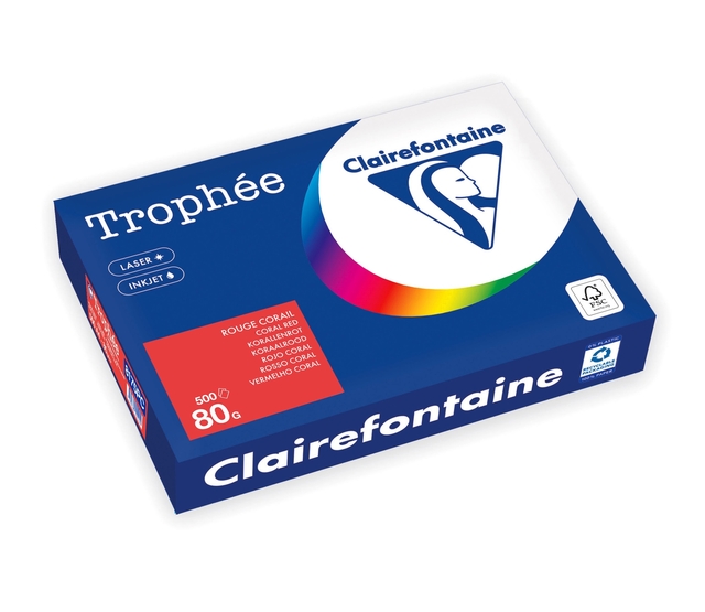 Kopieerpapier Trophée A4 80gr koraalrood 500vel