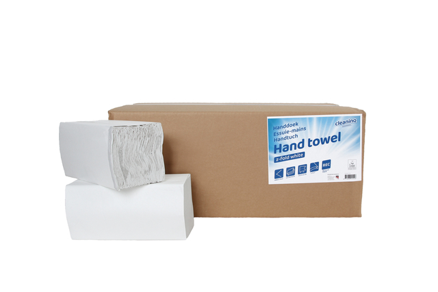 Handdoek Cleaninq Z-vouw 2-laags 225x220mm 20×200 wit