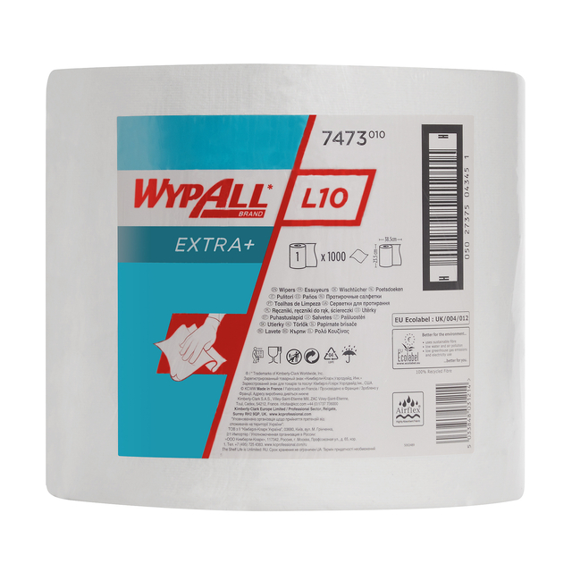 Poetsrol WypAll L10 EXTRA 1-laags 23,5cmx380m 1000vel wit 7473