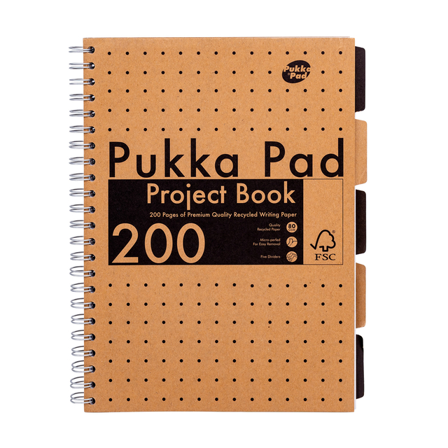 Projectboek Pukka Pad Kraft A4 lijn 5-tabs 200 pagina’s 80gr