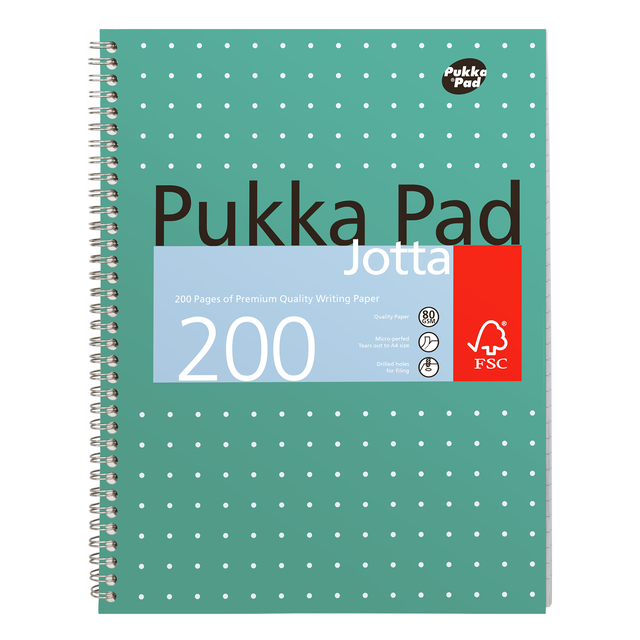 Collegeblok Pukka Pad Jotta A4 lijn 4-gaats 200 pagina’s 80gr groen