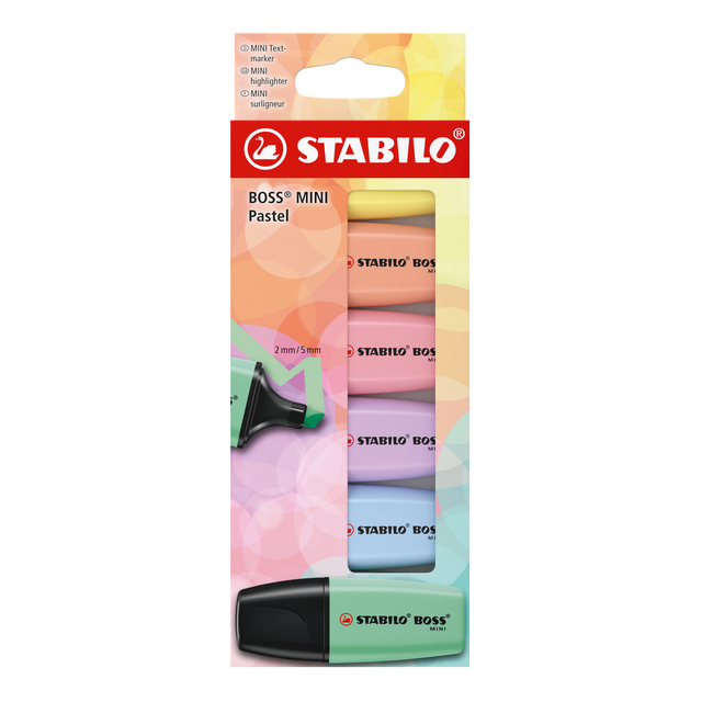 Markeerstift STABILO BOSS mini pastel assorti 6 stuks