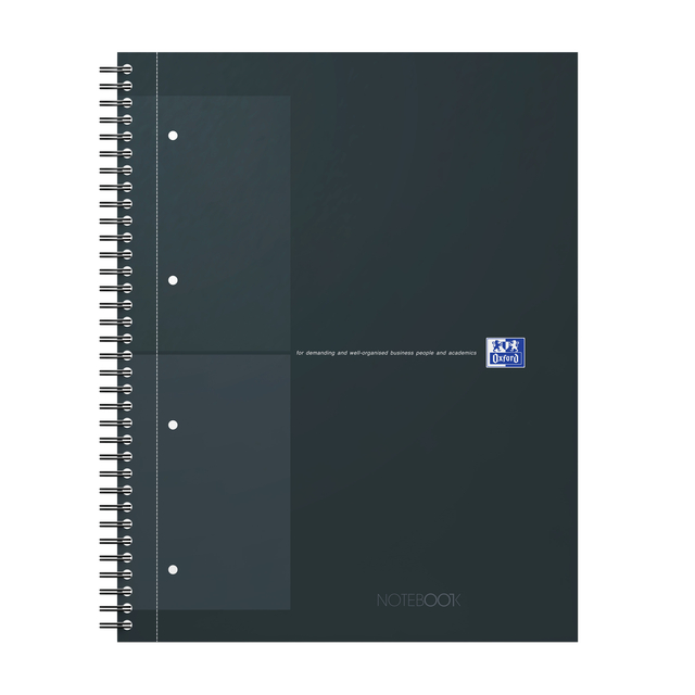 Spiraalblok Oxford International Notebook A4+ ruit 5X5mm zwart