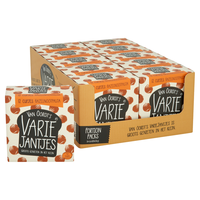 Hazelnootpasta VarieJantjes 12×15 gram cupjes