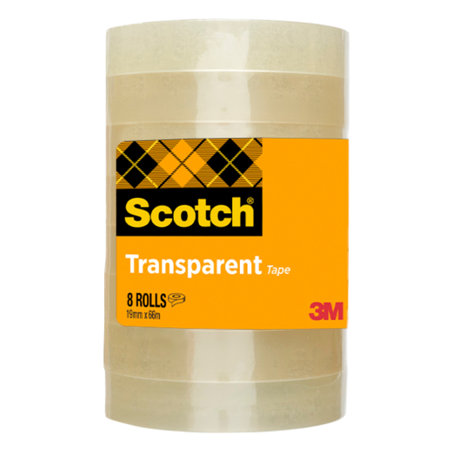 Plakband Scotch 508 19mmx66m transparant 8 rollen