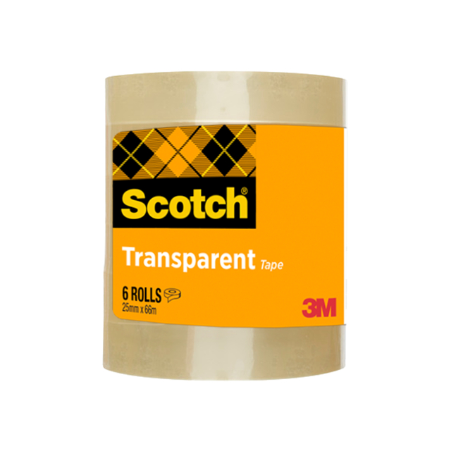 Plakband Scotch 508 25mmx66m transparant 6 rollen