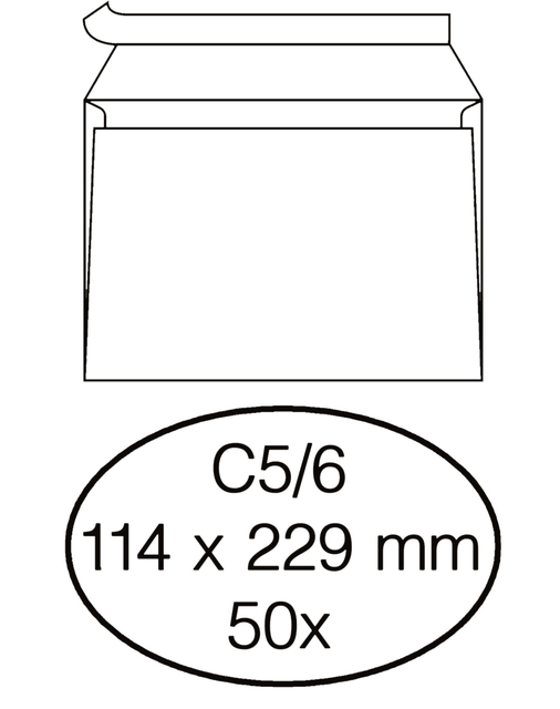 Envelop Quantore bank C5/6 114x229mm zelfklevend wit 50stuks