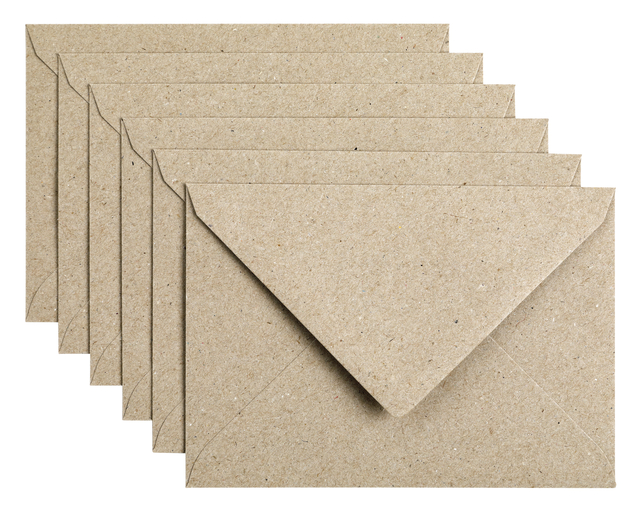 Envelop Papicolor C6 114x162mm kraft grijs pak à 6 stuks