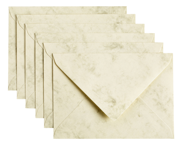 Envelop Papicolor C6 114x162mm marble ivoor pak à 6 stuks