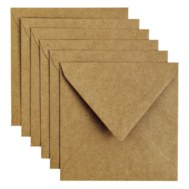 Envelop Papicolor 140x140mm kraft bruin pak à 6 stuks