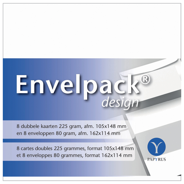 Dubbele kaart Papyrus Envelpack Design C6 114x162mm wit 894436