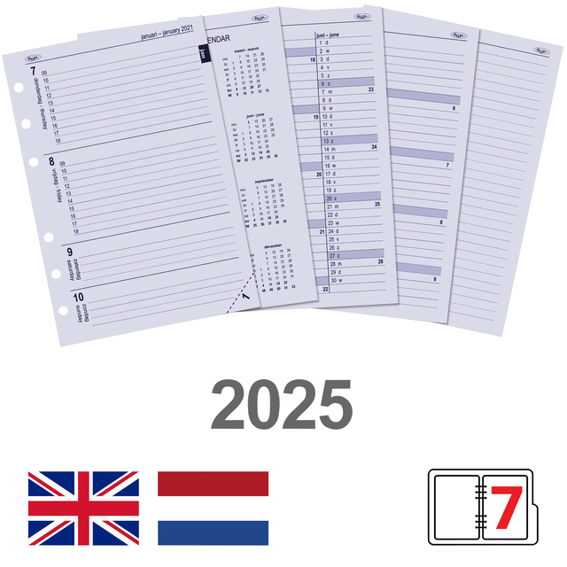 Agendavulling 2025 Kalpa A5 7dagen/2pagina’s