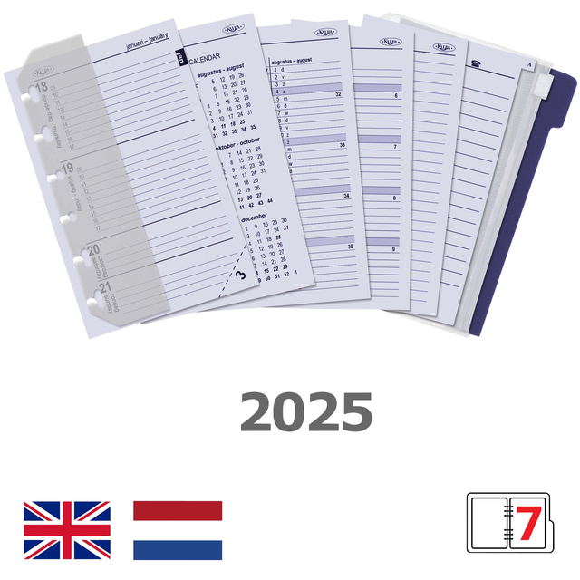 Agendavulling 2025 Kalpa Pocket jaardoos 7dagen/2pagina’