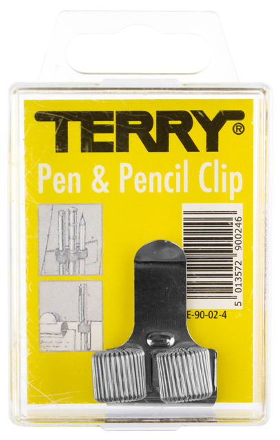 Penhouder Terry clip voor 2 pennen/potloden zilverkleurig