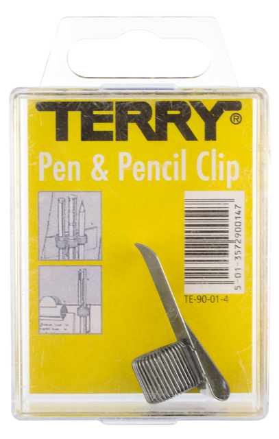 Penhouder Terry clip voor 1 pen/potlood zilverkleurig