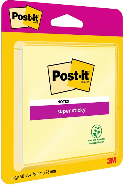 Memoblok Post-it 6920 Super Sticky 76x76mm geel