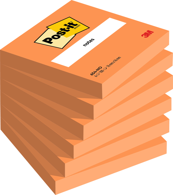 Memoblok Post-it 654 76x76mm oranje