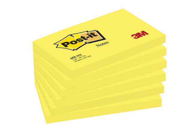 Memoblok Post-it 655 76x127mm 100 vel per blok neon geel