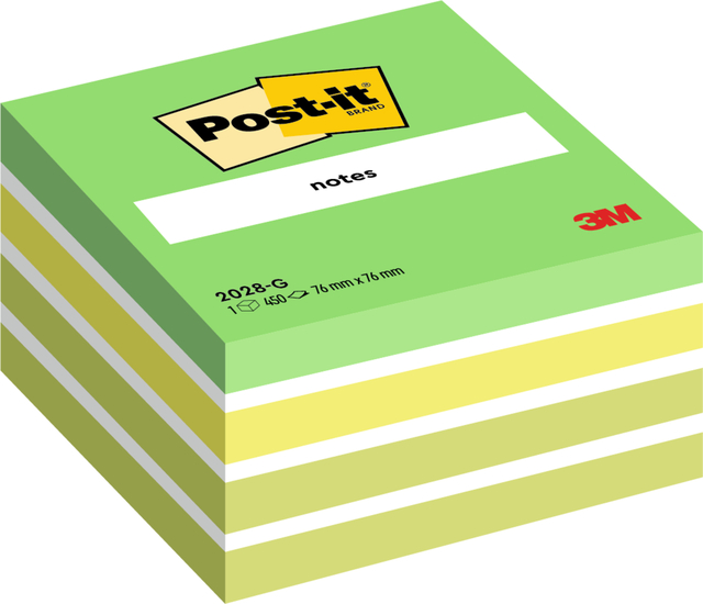 Memoblok Post-it 2028 76x76mm kubus pastel groen