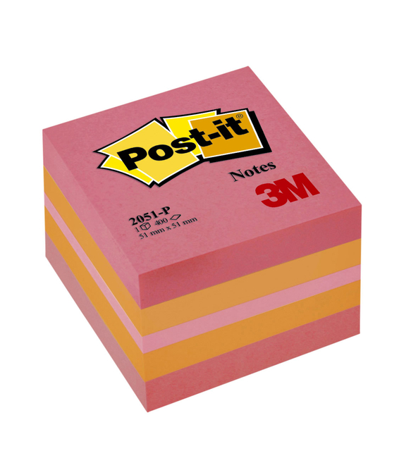 Memoblok Post-it 2051 51x51mm kubus roze